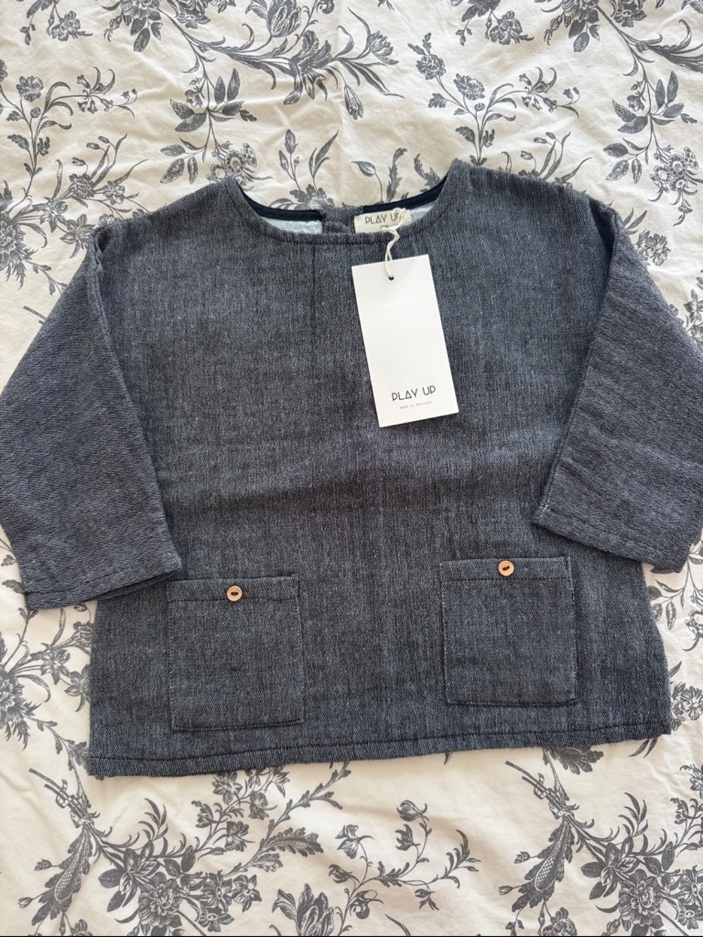 Play Up Dark Heather Gray baby blouse 18M
